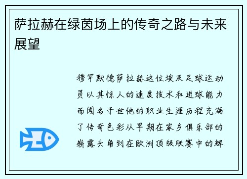 萨拉赫在绿茵场上的传奇之路与未来展望